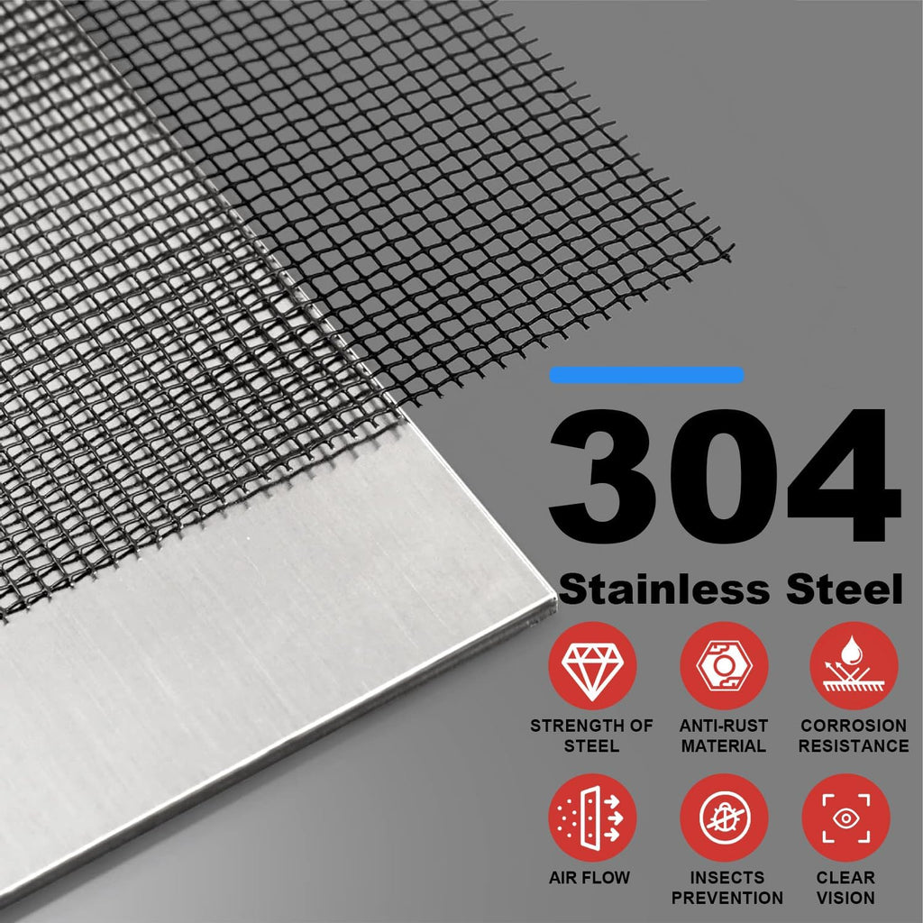 304 Stainless Steel Mesh, 47in x 10ft, 22 Mesh, Sturdy Metal Screen
