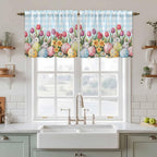 Easter Kitchen Tier Curtains 36 Inch Long 2 Panel Set, Rod Pocket Half Window - Image 3