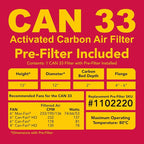 Can Filter 358621 Original 33 Carbon Air Filter Without Flange, 200 CFM - Image 3