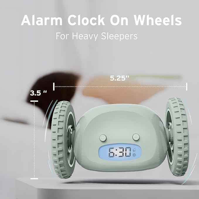 CLOCKY Extra Loud Alarm Clock for Heavy Sleepers on Wheels Rolls Runs Away