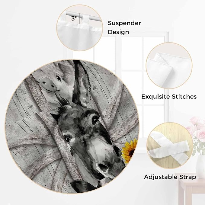 Funny Farm Animals Living Room Curtains 96 Inch Length, Window Curtains Tab Top - Image 6