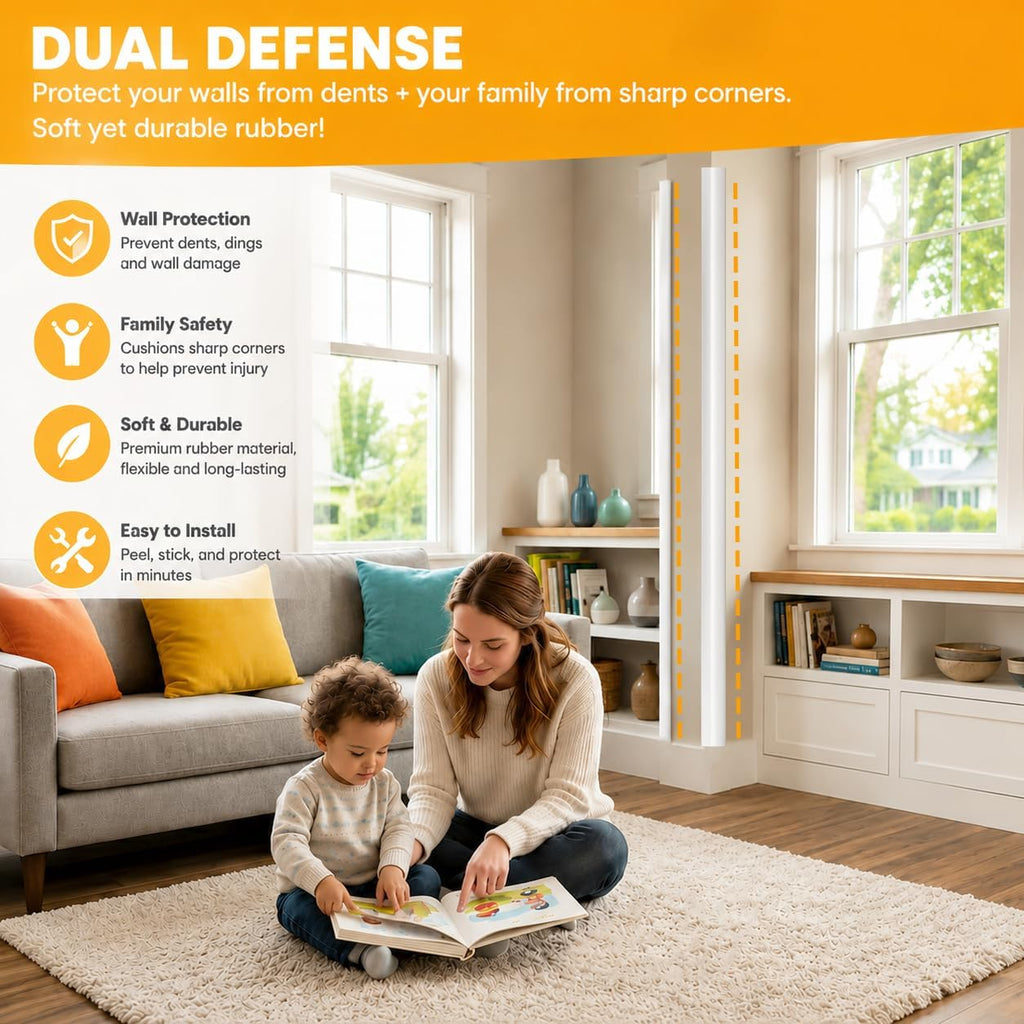 Wall Corner Protector Self-Adhesive Flexible – Durable Rubber