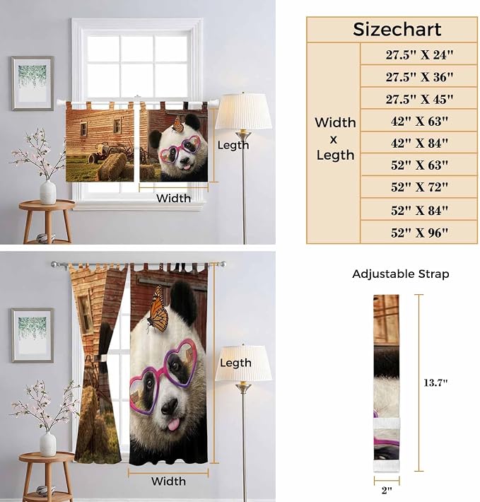 Farm Panda Kitchen Curtains 24 Inch Length, Small Window Curtains Tab Top - Image 8