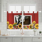 Cows Sunflowers Kitchen Curtains 24 Inch Length, Small Window Curtains Tab Top - Image 3