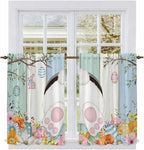 Easter Kitchen Curtains 45 Inch Long 2 Panel Set, Rod Pocket Window Treatment - Image 2