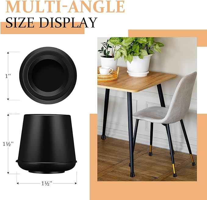 1" Round Rubber Chair Leg Tips Caps, Chair Leg Floor Protectors Furniture Legs