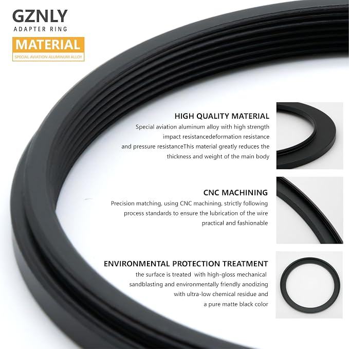 55mm to 37mm Step Up Ring Filter Adapter Black Metal Step up Adapter Rings - Image 3