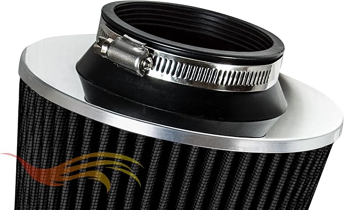 BLACK 3.5" 89 mm Inlet Narrow Air Cone Replacement Performance Washable - Image 5