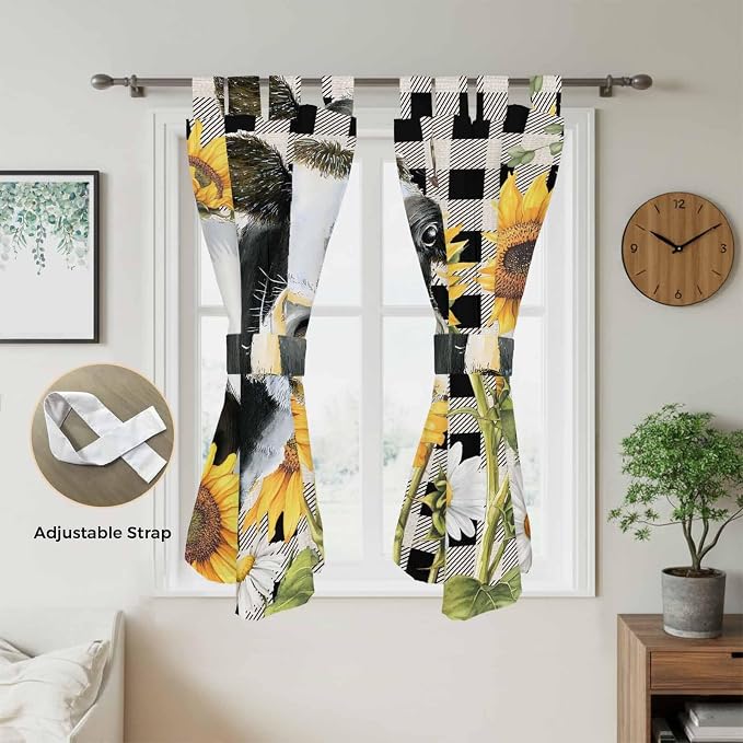 Retro Sunflowers Living Room Curtains 84 Inch Length, Window Curtains Tab Top - Image 5