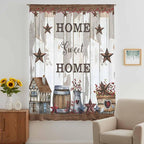 Farmhouse Sheer Curtains 72 Inch Length Retro Country Star Berry Vintage Wood - Image 5
