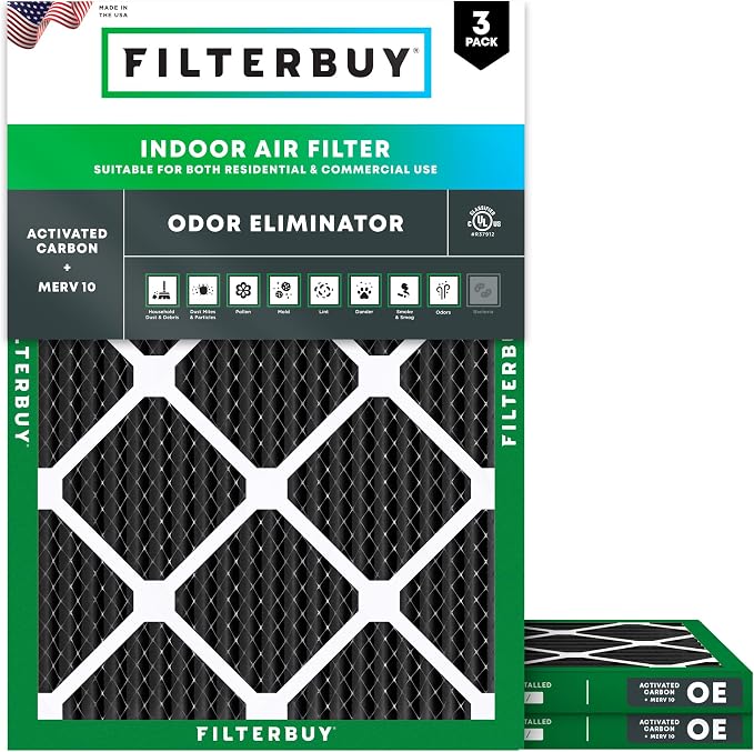 Filterbuy 20x22x1 Air Filter MERV 10 Odor & Allergy Defense by Filterbuy