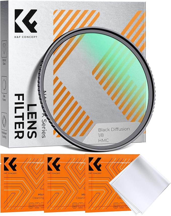 K&F CONCEPT 46mm Black Diffusion 1/8 Filter, Mist Dreamy Cinematic Effect Filter by KFCONCEPT