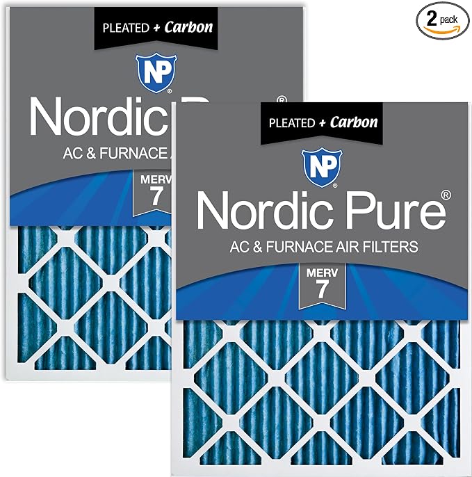 Nordic Pure 24x30x1 Pleated Air Filters MERV 7 Plus Carbon 2 Pack by NordicPure
