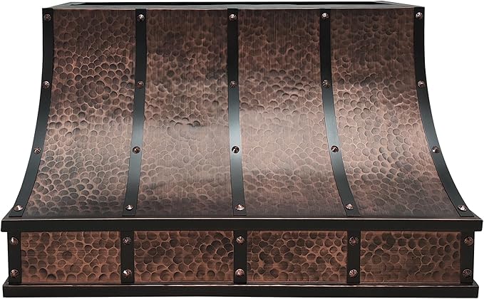 CT Copper Tailor Sloped Copper Vent Hood Island Mount, 1260 CFM Exhaust Fan by CTCopperTailor