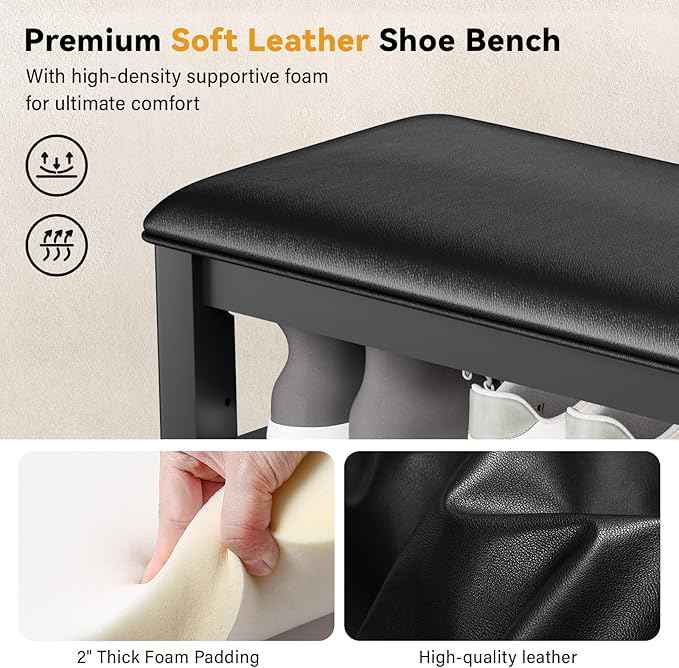 Shoe Bench Storage Rubberwood