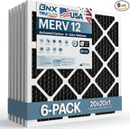 BNX TruFilter 20x20x1 MERV 12 Odor Defense AC Furnace Air Filter by BNX