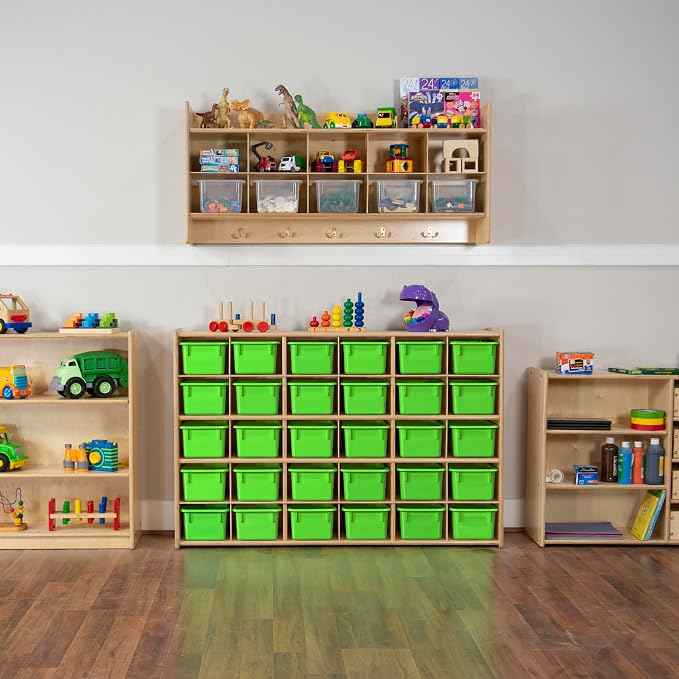 Wood Designs Cubby Storage Bin, Heavy Duty Plastic Containers