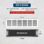 Fits 30x8 Duct Opening | Steel Return Air Grille by Handua | Vent Cover Grill - Image 2