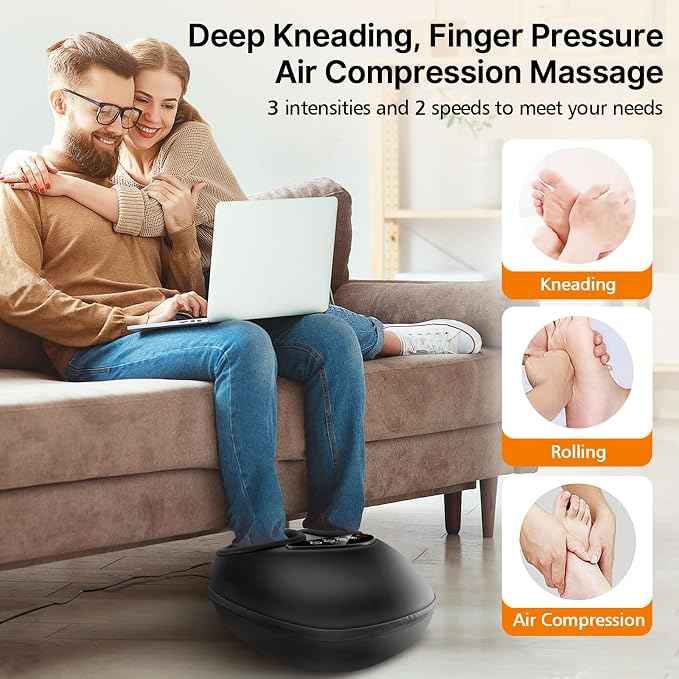 Shiatsu Foot Massager with Heat, Deep Kneading & Gentle Air Compression