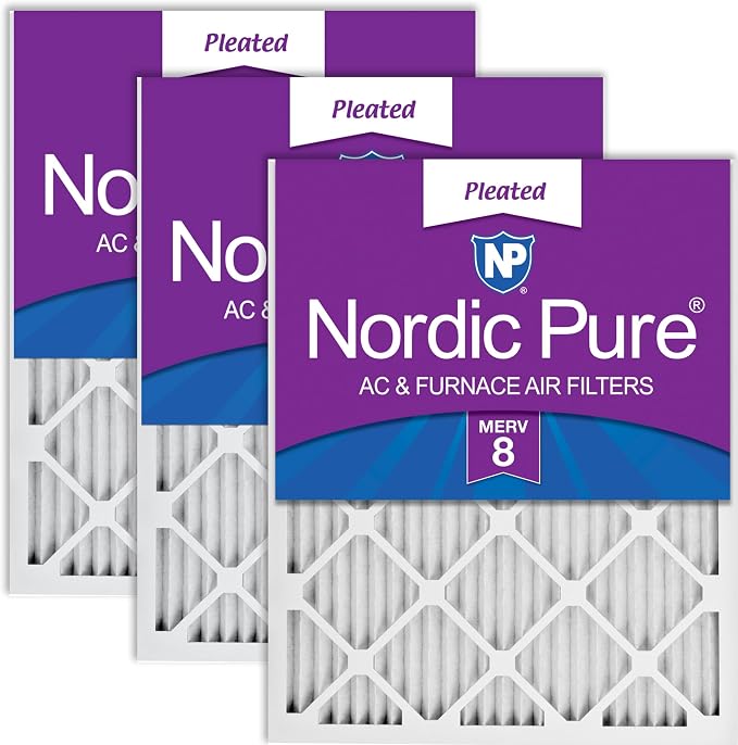 Nordic Pure 20x20x1 Pleated MERV 8 Air Filters 3 Pack by NordicPure