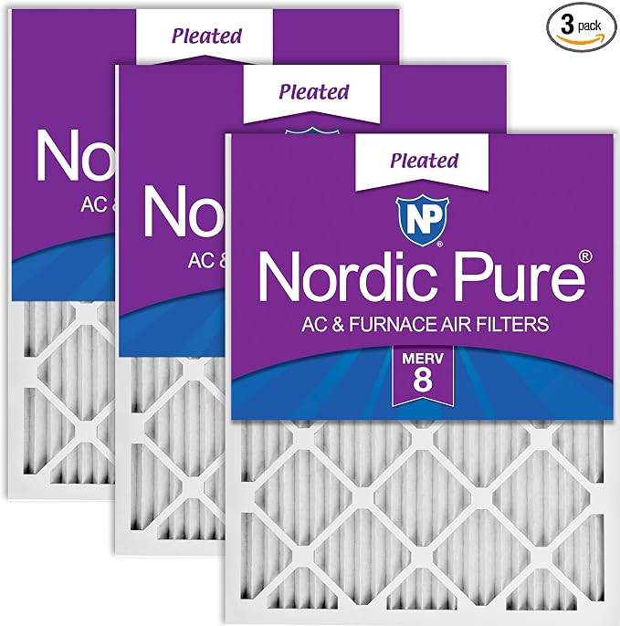 Nordic Pure 16x16x1 Pleated MERV 8 Air Filters 3 Pack by NordicPure