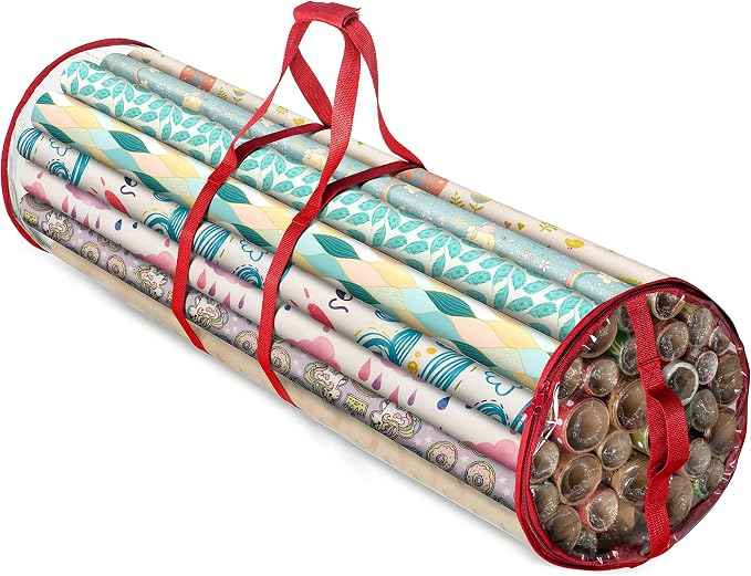 ZOBER Round Christmas Gift Wrapping Paper Organizer Storage