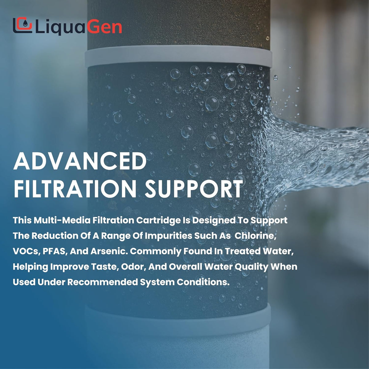 LiquaGen Activated Alumina + Carbon + KDF-55 Replacement Water Filter