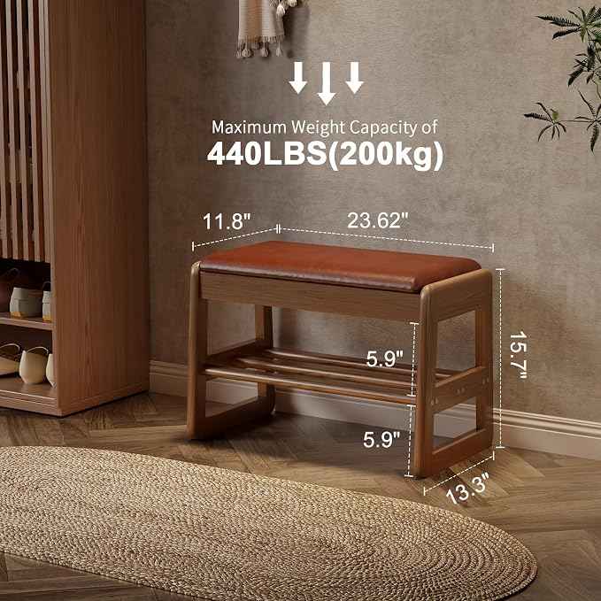AQIMUELE Small Shoe Rack Bench, 2 Tiers Shoe Bench