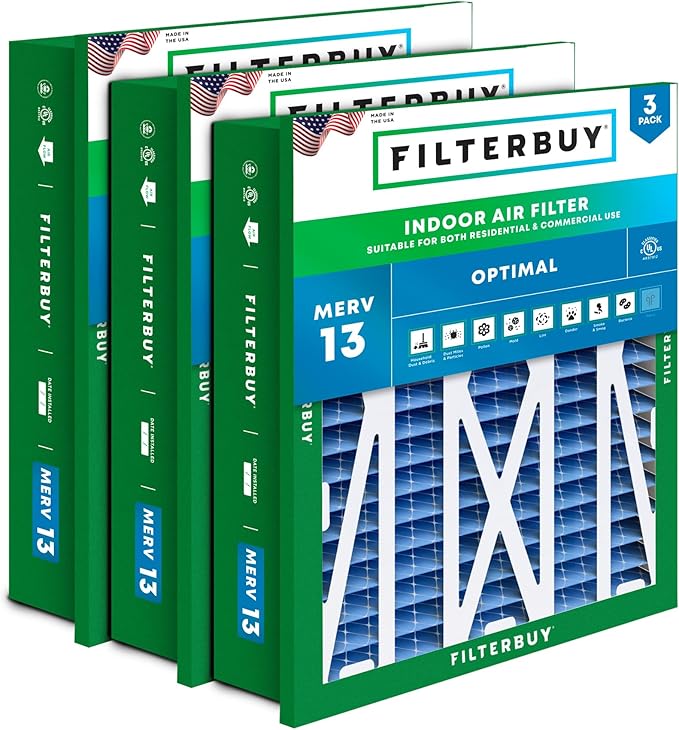 Filterbuy 20x20x5 Air Filter MERV 13 Optimal Smoke & Allergy Defense, by Filterbuy