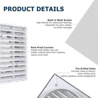 Air Vent ABS Louver Grille Cover 6 Inch, External Wall Vent Cover - Image 3