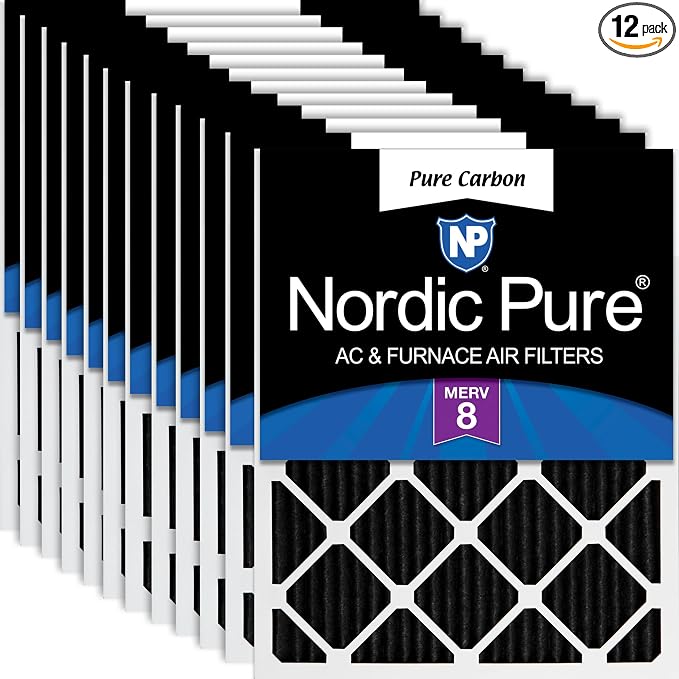 Nordic Pure 18x18x1 Pure Carbon Pleated Odor Reduction Furnace Air Filters 12 by NordicPure