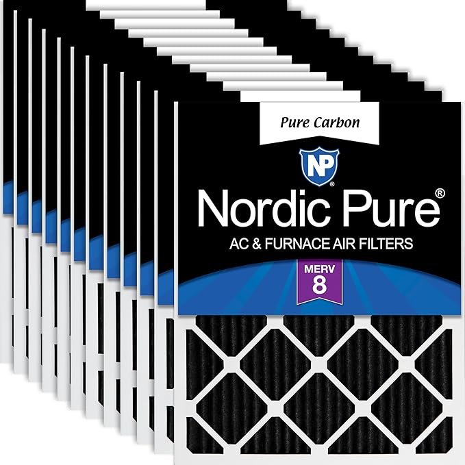 Nordic Pure 12x12x1 Pure Carbon Pleated Odor Reduction Furnace Air Filters 12 by NordicPure