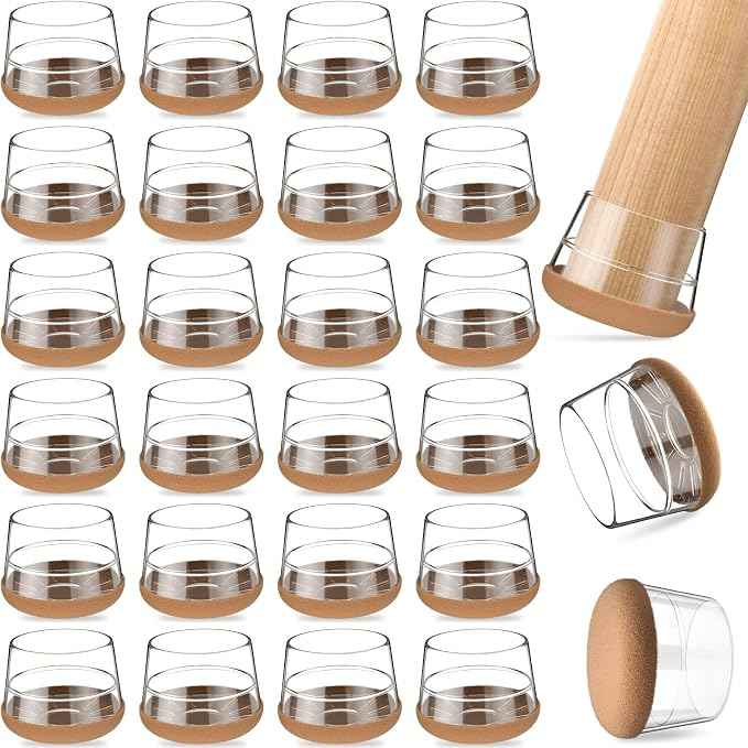 24 PCS Silicone & Felt Chair Leg Floor Protectors