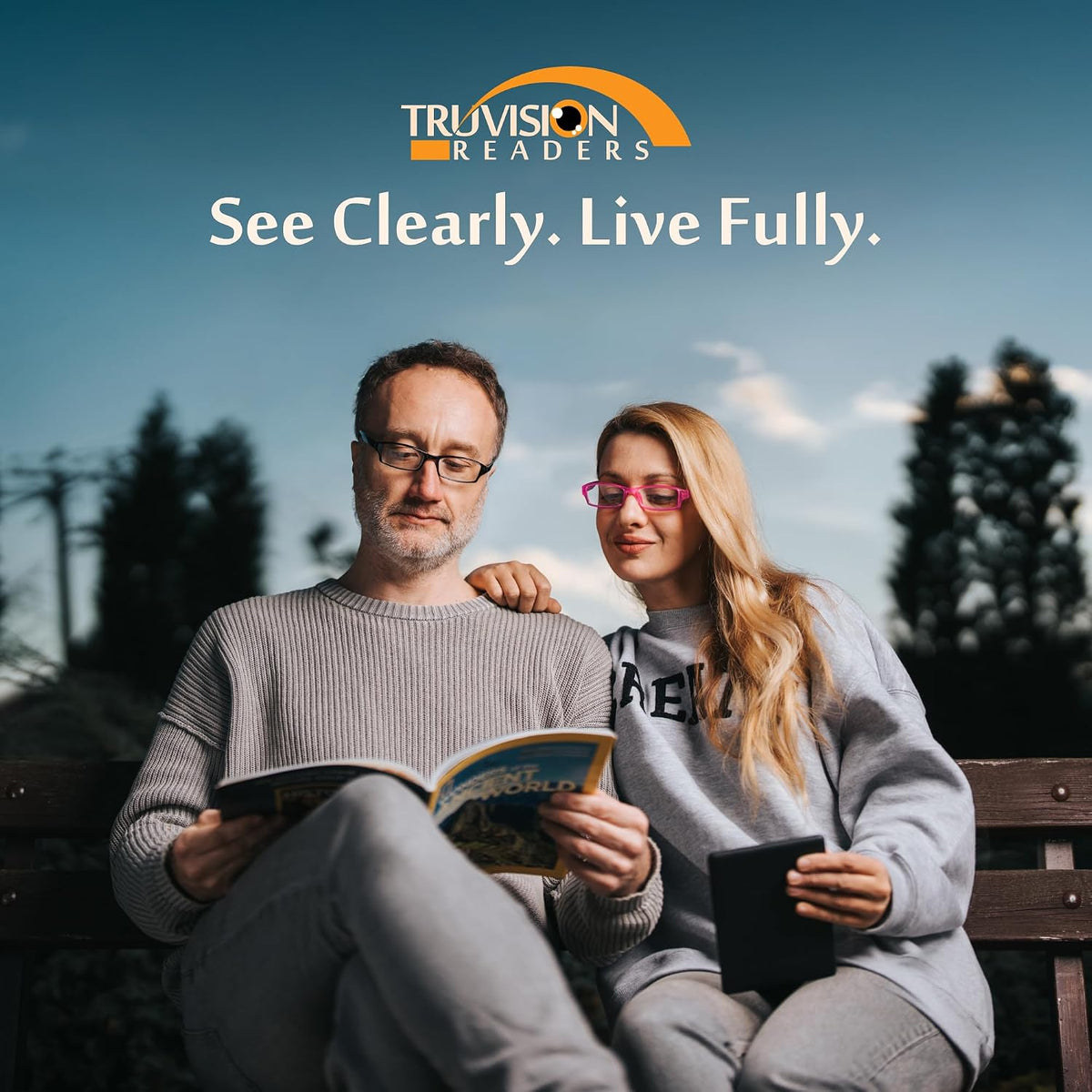 TruVision OTC Reading Glasses, Comfort Spring Hinges for Men and Women