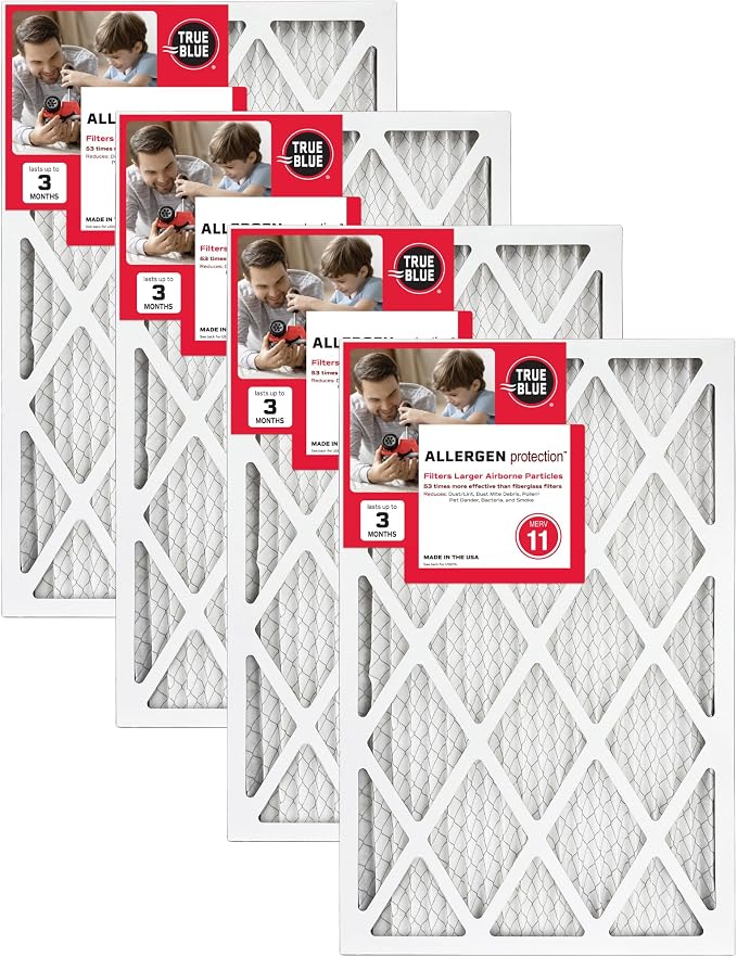 True Blue 12x20x1 MERV 11 Allergen Air Filter | Electrostatic Pleated HVAC by TRUEBLUE