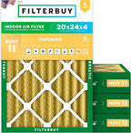 Filterbuy 20x24x4 Air Filter MERV 11 Superior Pet & Allergy Defense, by Filterbuy