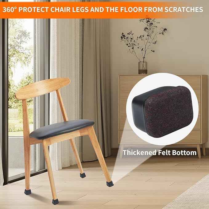 Ezprotekt 8 Pcs Rectangle Black Felt Chair Leg Floor Protectors
