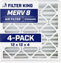 Filter King 12x12x4 Air Filter | 4-PACK | MERV 8 HVAC Pleated A/C Furnace by FilterKing