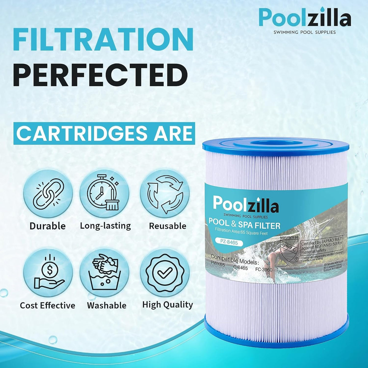 2-Pack Spa Filter Cartridge Replacement for Watkins 31114, Unicel