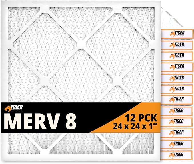 Tiger Tough 24x24x1 Air Filter MERV 8 MPR 600-800, High-Performance Pleated by TIGERTOUGHPRODUCTS