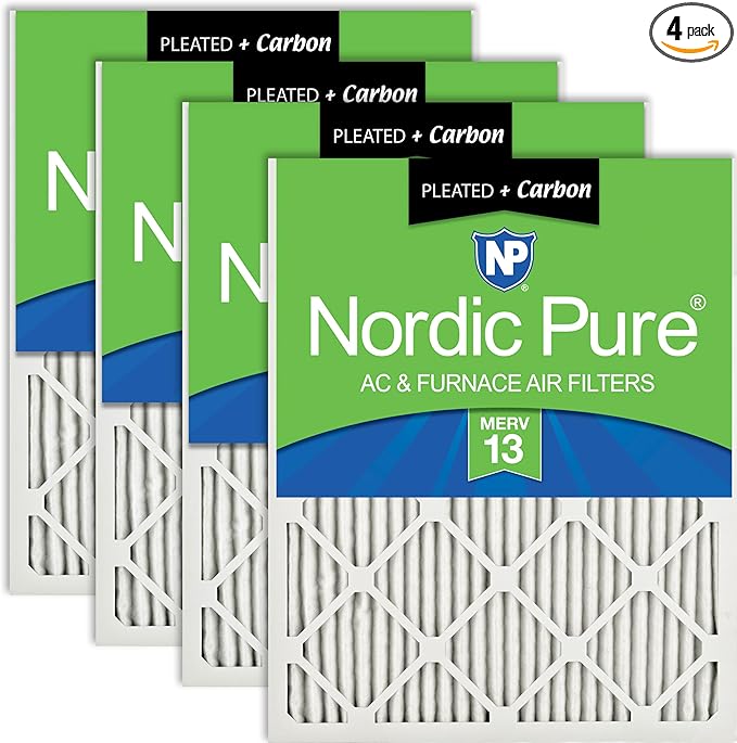 Nordic Pure 16x25x1 Pleated Air Filters MERV 13 Plus Carbon 4 Pack by NordicPure