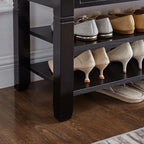Shoe Storage Bench with Cushion, Entry Bench with Storage Solid Wood Shoe Bench - Image 8