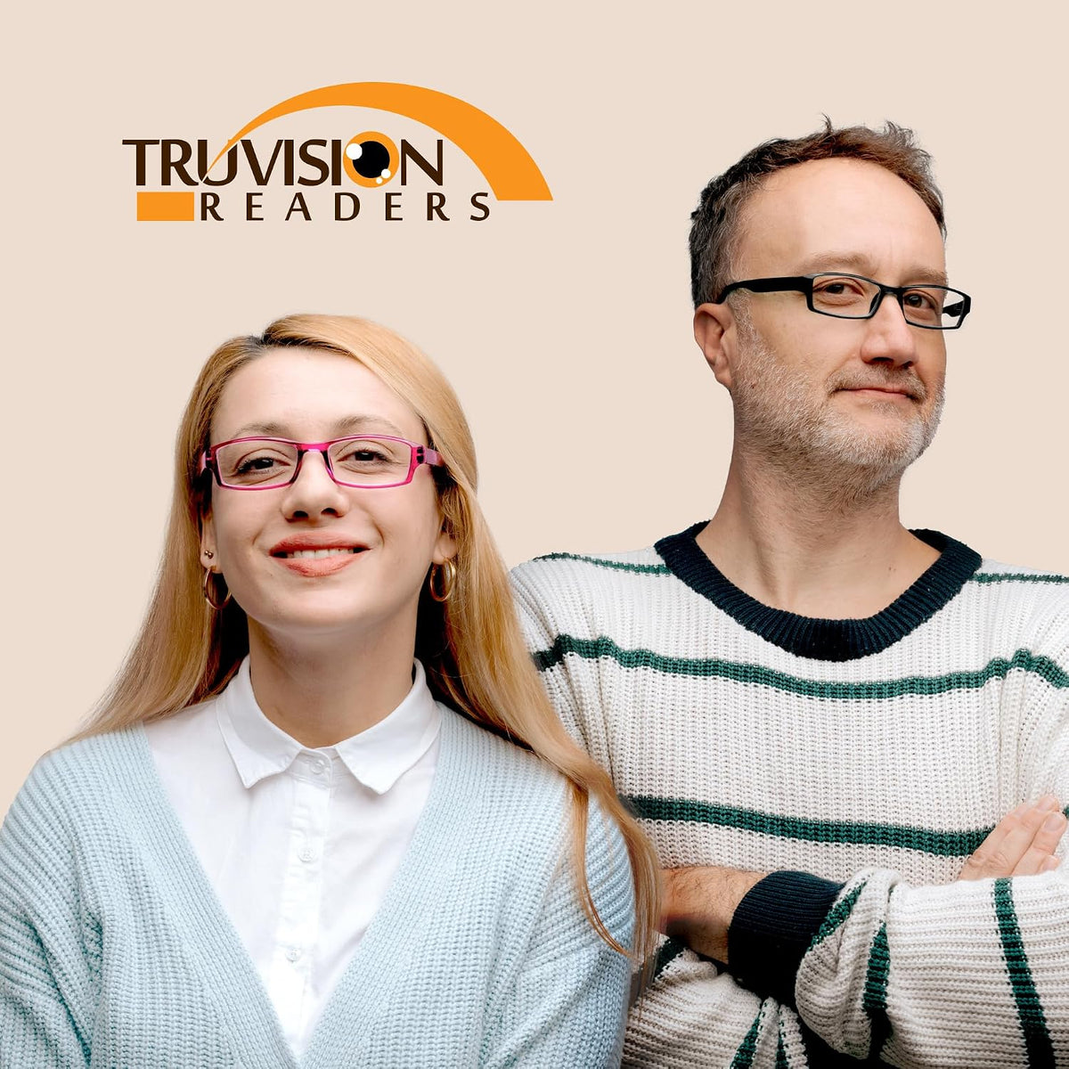 TruVision OTC Reading Glasses, Comfort Spring Hinges for Men and Women