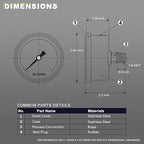 2-1/2" Dial Size, 0-200 Psi Pressure Gauge, Glycerin Liquid Filled, 1/4" NPT - Image 4