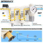 TAILONZ PNEUMATIC 1/2 Inch NPT 3 in 1 Air Filter Pressure Regulator Combo - Image 3