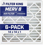 Filter King 14x14x1 | 6-PACK | MERV 8 | HVAC Pleated AC Furnace Filters | MADE by FilterKing