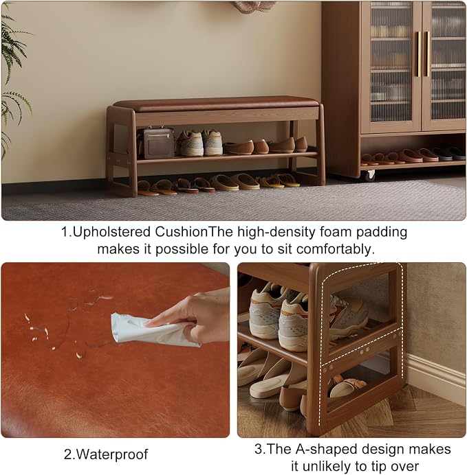 AQIMUELE Shoe Rack Bench, 2 Tiers Shoe Bench - Image 6