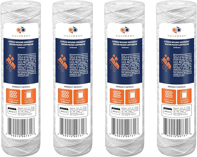Aquaboon Whole House 5 Micron 10 x 2.5 String Wound Sediment Water Filter by Aquaboon