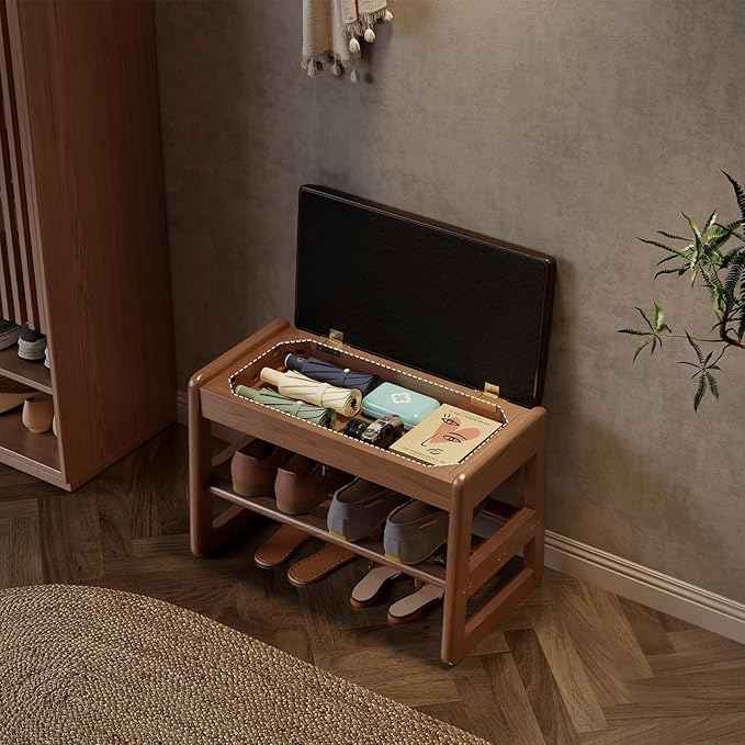 AQIMUELE Small Shoe Rack Bench, 2 Tiers Shoe Bench