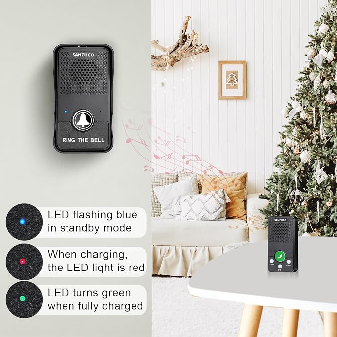 Wireless Doorbell, Full Duplex Doorbells Hands Free, 1000ft Range Rechargeable - Image 6